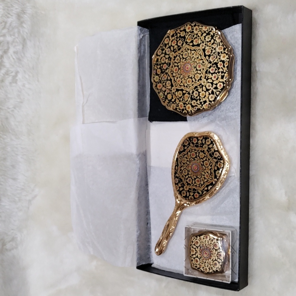 Stratton 3-Piece Set of Compact, Hand Mirror, Pill Box - Made in England
